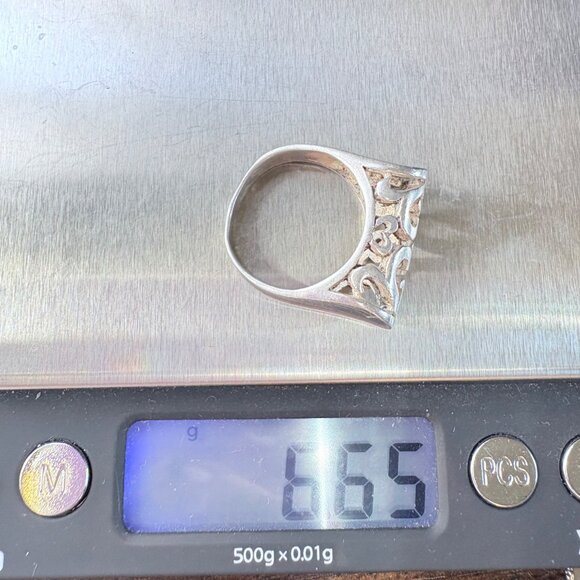 VTG Solid Sterling Silver 925 Openwork Scroll Design Band Ring Size 6.75 - Picture 5 of 6